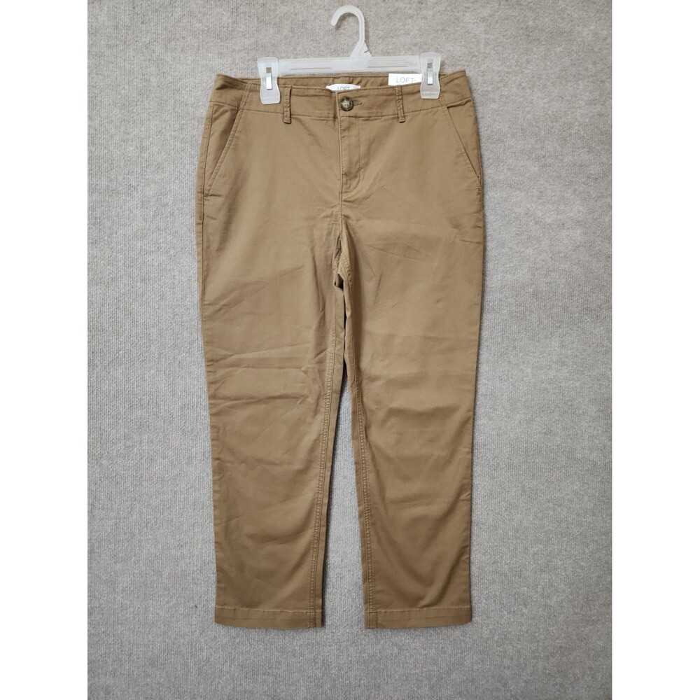 Ann Taylor LOFT Monroe Slim Chino Ankle Pants Womens 8 Brown Stretch NEW